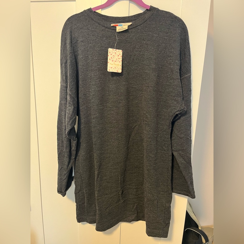 Free People Dark Gray Long Sleeve Dress